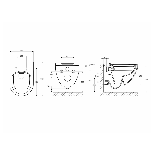 Набор инсталляционный:HEBE Round Rimless подвесной унитаз, с сиденьем Slim slow closing+RAPID SL 3в1 инсталляция. система для подв. унитаза, б/прокладки 102095 фото