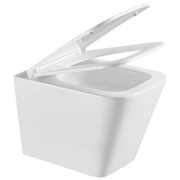 Унітаз підвісний Devit Flow square DFL0520111W безобідковий з кришкою soft-close та Vortex Flush, білий глянець 599984 фото