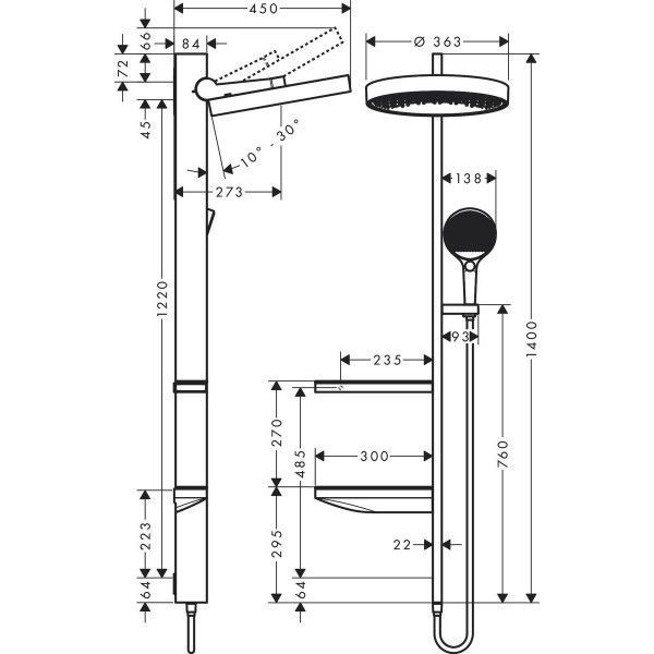 Rainfinity Showerpipe Душова система 360 1jet прихованого монтажу, білий матовий 68610 фото