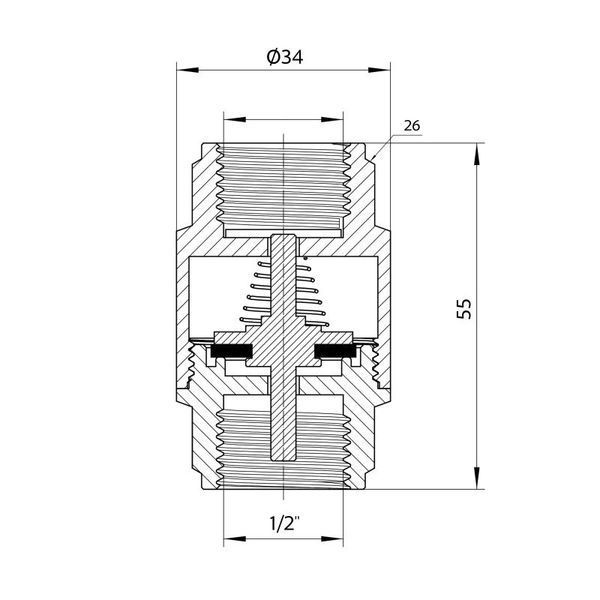 Зворотний клапан Thermo Alliance Forte 1/2"ВВ нікельований із латунним штоком TAF240W15 SD00053351 фото