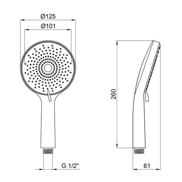Qtap Rucni Лійка для ручного душу 120 мм округла QTRUCA120R3GRP Graphite SD00051175 фото