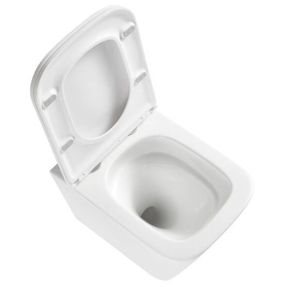 Унітаз підвісний Devit Flow square DFL0520111W безобідковий з кришкою soft-close та Vortex Flush, білий глянець 599984 фото