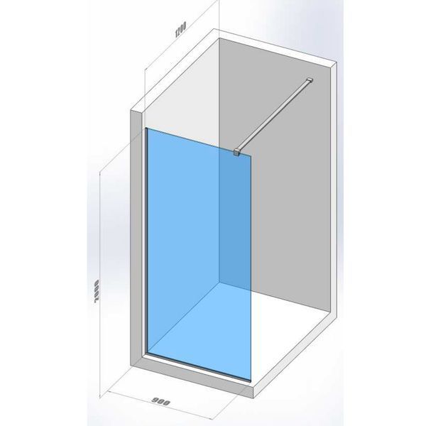 DSN90200 Style New Душове огородження Walk-In 900x2000, хром (1 сорт) 580493 фото