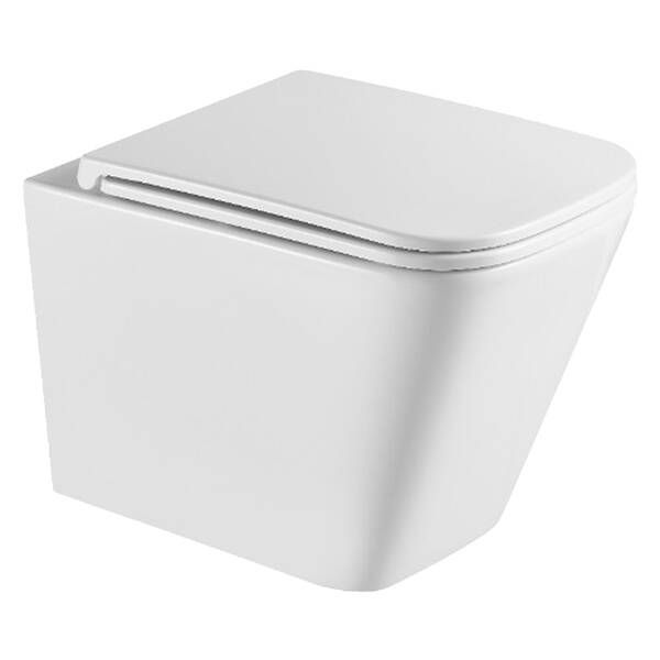Унітаз підвісний Devit Flow square DFL0520111W безобідковий з кришкою soft-close та Vortex Flush, білий глянець 599984 фото