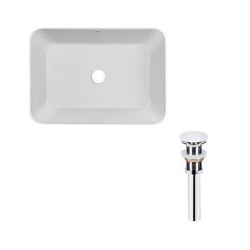 Комплект Qtap Virgo: Раковина накладная прямоугольная 490х350х110 мм White + Донный клапан PU02 SD00053429 фото