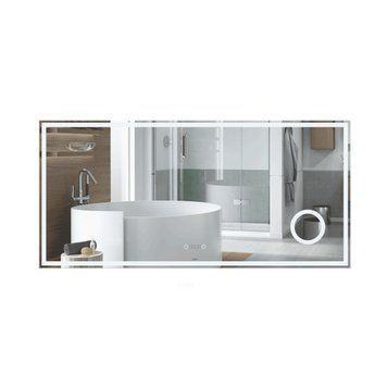 Зеркало Qtap Stork 1400х700 с LED-подсветкой Touch, линза, цифровые часы, диммер, рег. яркости QT1578142270140W SD00045744 фото