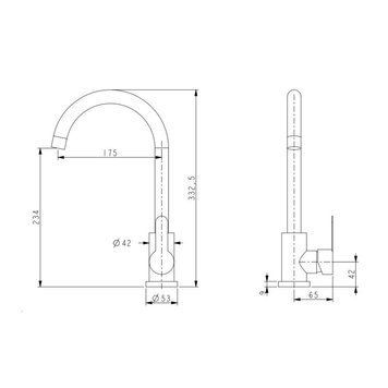 Смеситель для кухни U-образный Brinex Pure 015F U-образный Nickel BRIPUR015FNKL SD00053179 фото