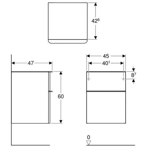 SMYLE SQUARE тумба 45*60*47см, з 2мя ящ., білий/фарбований високоглянцевий, білий/з матовим порошковим покриттям 82133 фото