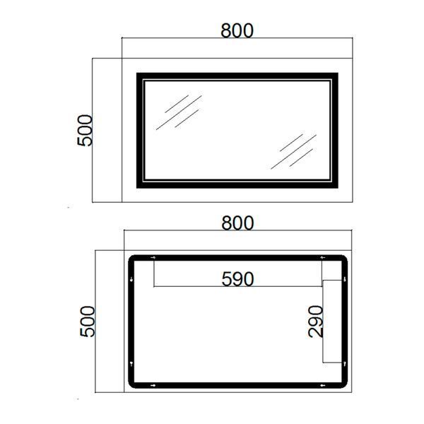 Дзеркало Qtap Cardinal (CA1) 800х500 з LED-підсвічуванням Touch, з антизапотіванням, з димером, рег. темп. кольору (3000-6500K) QT0478C5080 SD00052322 фото
