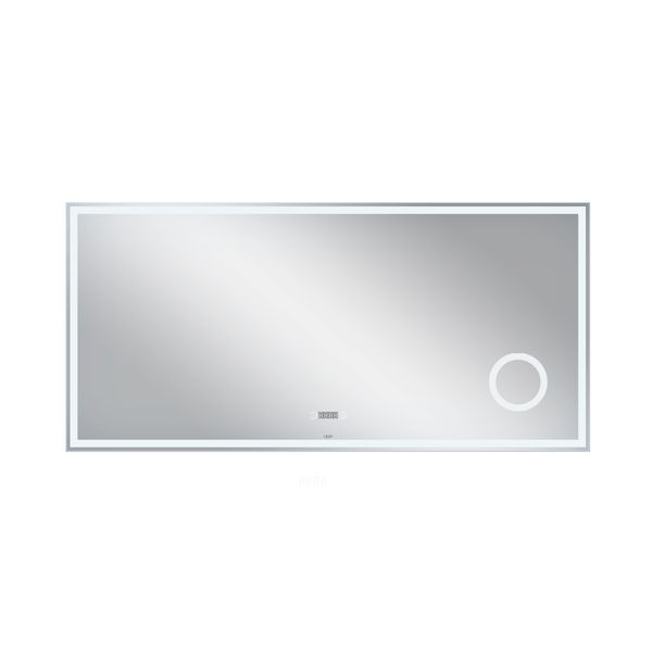 Зеркало Qtap Stork 1400х700 с LED-подсветкой Touch, линза, цифровые часы, диммер, рег. яркости QT1578142270140W SD00045744 фото