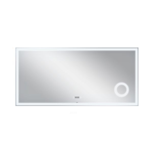 Зеркало Qtap Stork 1400х700 с LED-подсветкой Touch, линза, цифровые часы, диммер, рег. яркости QT1578142270140W SD00045744 фото