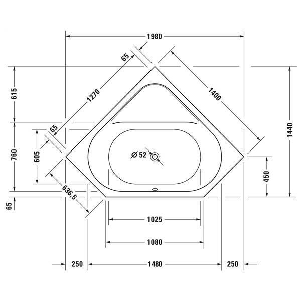 Ванна акрилова Duravit D-code 700137000000000 140х140 см білий глянець 483184 фото