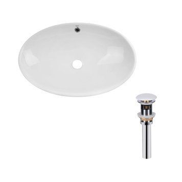 Комплект Qtap Dove: Раковина накладная овальная 625x415x150 мм White + Донный клапан PU02O SD00053433 фото