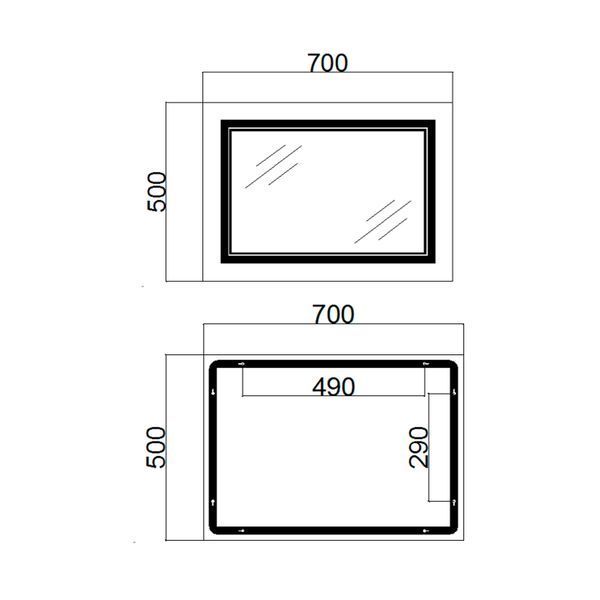 Дзеркало Qtap Cardinal (CA1) 700х500 з LED-підсвічуванням Touch, з антизапотіванням, з димером, рег. темп. кольору (3000-6500K) QT0478C5070 SD00052323 фото