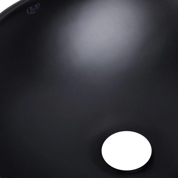 Комплект Qtap Dove: Раковина накладная овальная 410x335x145 мм Matt Black + Донный клапан PU03 SD00053431 фото