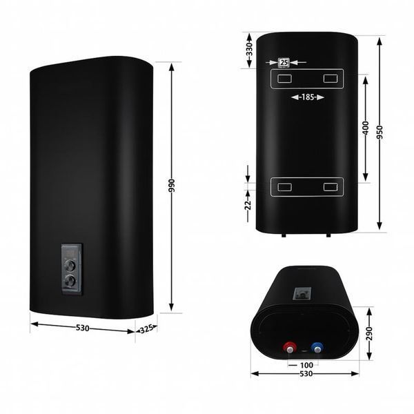 Водонагрівач електричний Thermo Alliance 80 л, Black, плоский, вертикальний, сухий ТЕН 2 кВт (0,8+1,2) DT80V20GPDD2B SD00054043 фото