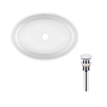 Комплект Qtap Kolibri: Раковина накладная овальная 500x360x140 мм White + Донный клапан PU02 SD00053435 фото