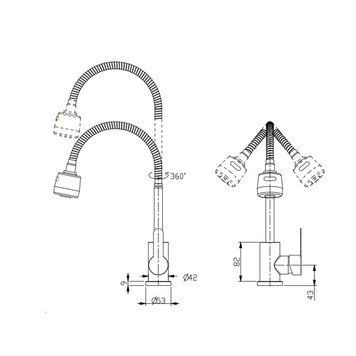Смеситель для кухни Brinex Pure 015F41 с гибким изливом Nickel BRIPUR015F41NKL SD00053181 фото