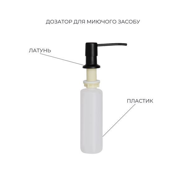 Комплект Lidz Handmade H5050B Мойка для кухни интегрированная BlackPVD в комплекте с дозатором + Lidz K01B Корзина для кухонной мойки SD00053650 фото