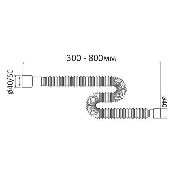 Гофра з`єднувальна &Oslash;40*40/50 мм, 300-800 мм 76956 фото