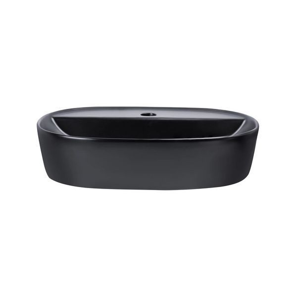 Комплект Qtap Scorpio: Раковина накладная овальная 505x385x120 мм Matt Black + Донный клапан PU03 SD00053436 фото