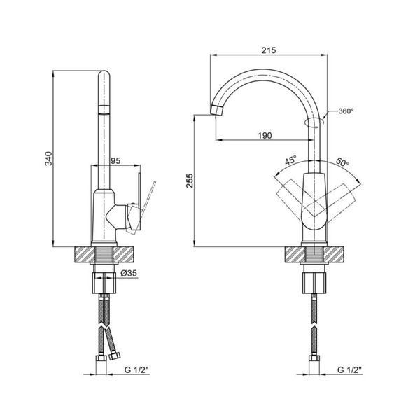 Акційний набір 3+2: Змішувач для кухонної мийки Brinex BRIN35C20N SD00053824 фото