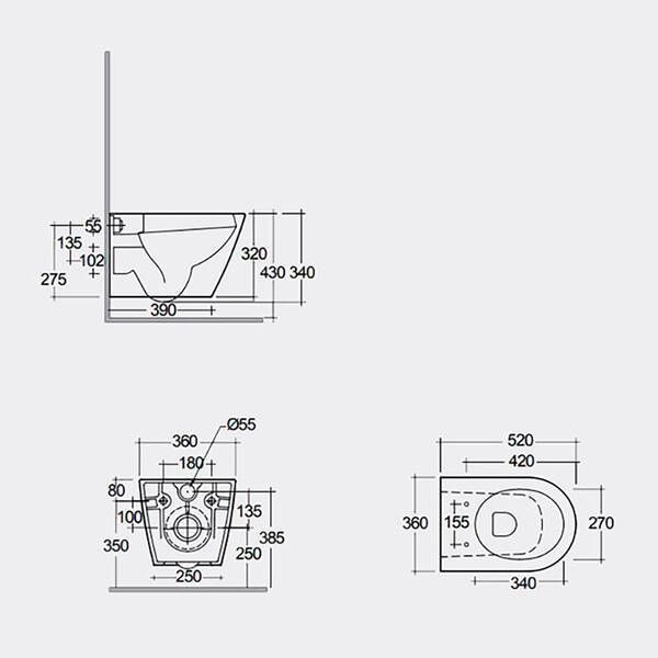Унітаз підвісний RAK Ceramics FEELING RSTSC3901504 + RST23504A безобідковий із сидінням Soft Close 536391 фото