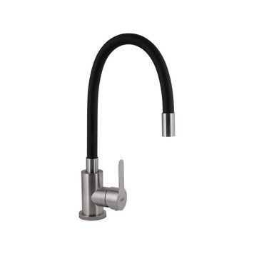 Смеситель для кухни Brinex Pure 015F3 с гибким изливом Nickel/Black BRIPUR015F3NKB SD00053183 фото