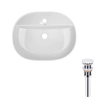 Комплект Qtap Scorpio: Раковина накладная овальная 505x385x120 мм White + Донный клапан PU02 SD00053437 фото