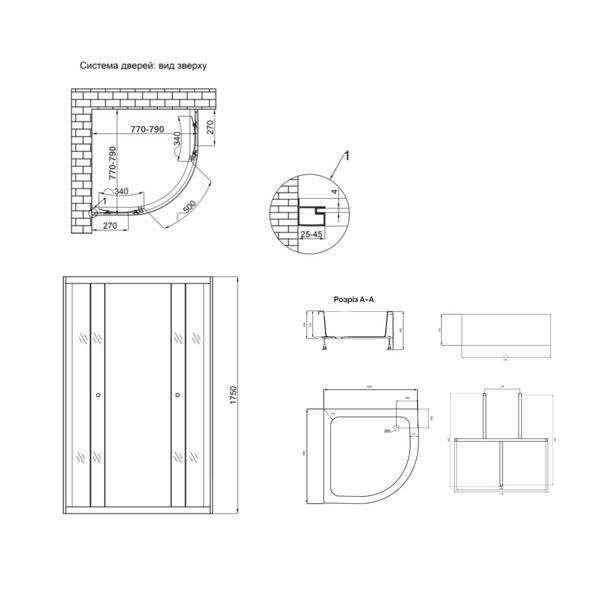 Душевая кабина Lidz Latwa SC80x80.SAT.MID.GR, стекло тонированное 4 мм без поддона SD00047609 фото