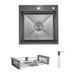 Комплект Lidz Handmade H5050HB Мойка для кухни интегрированная Decor Black PVD Honeycomb в комплекте с дозатором+Lidz LIDZK01B Корзина для мойки SD00055251 фото 1