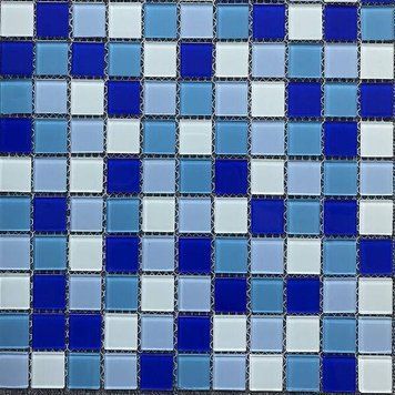 Мозаїка Mozaico De Lux K-Mos CBHP019 Dark Blue Mix Glass 30x30 см 455998 фото