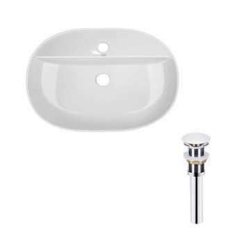 Комплект Qtap Scorpio: Раковина накладная овальная 610x400x120 мм White + Донный клапан PU02 SD00053439 фото