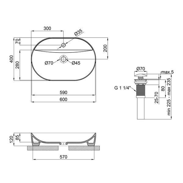 Комплект Qtap Scorpio: Раковина накладна овальна 610x400x120 мм White + Донний клапан PU02 SD00053439 фото