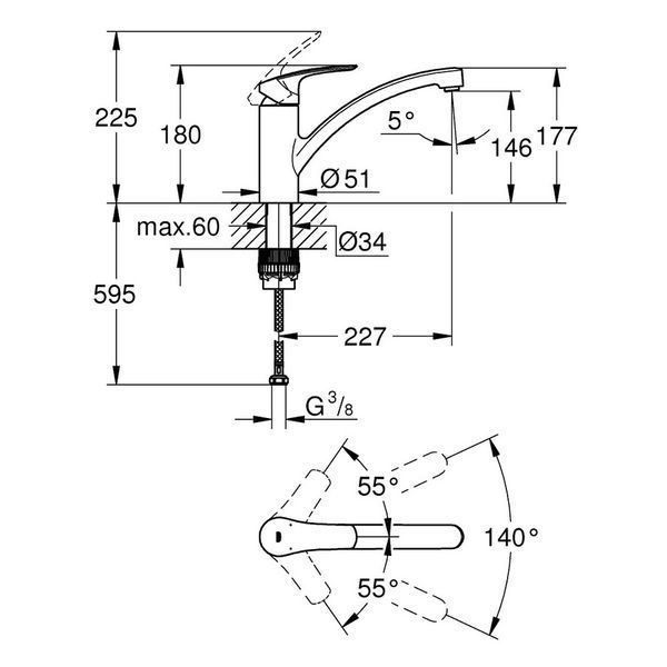 Смеситель для кухни GROHE EUROSMART NEW 33281003, хром 85659 фото