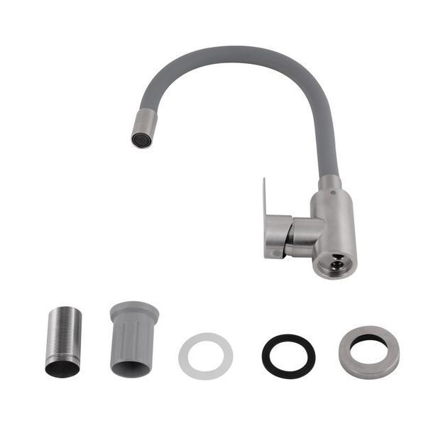 Смеситель для кухни Brinex Pure 015F3 с гибким изливом Nickel/Grey BRIPUR015F3NKG SD00053184 фото