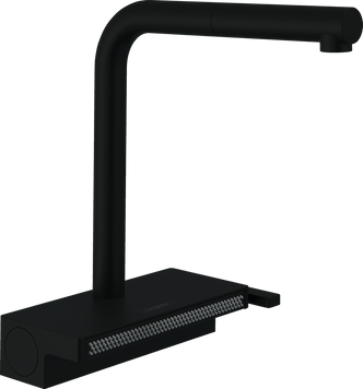 AQUNO SELECT M81 змішувач для кухні, одноважильний, 250, з витяжним виливом, 2jet, sBox, чорний матовий 77376 фото