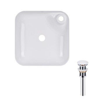 Комплект Qtap Stork: Раковина накладная квадратная 430x430x120 мм White + Донный клапан PU02 SD00053442 фото