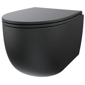 Унитаз подвесной SDR Bull MBK1, MBWCSBLV+ MBCWBLRF безободковый с Silent Vertigo смывом с крышкой sot close, графит 581347 фото