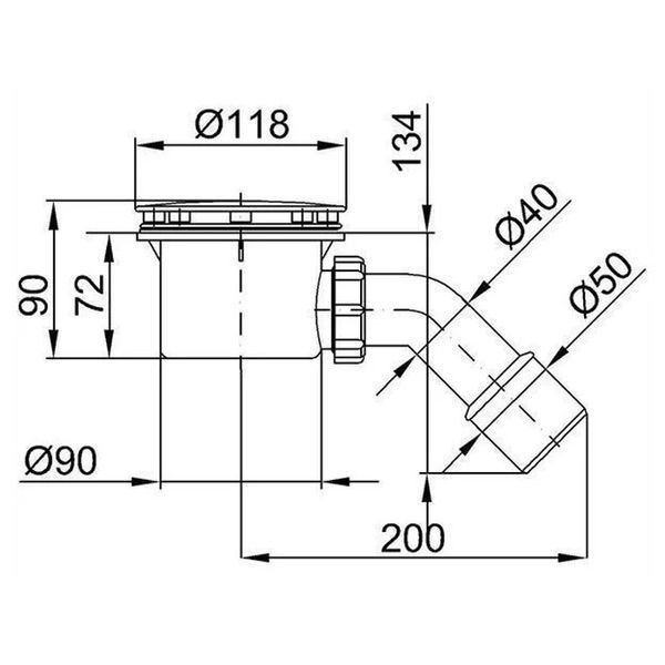 STY-401-B Сифон для душового піддона 90 мм з гідрозатвором, накладка чорний мат (1 сорт) 546207 фото