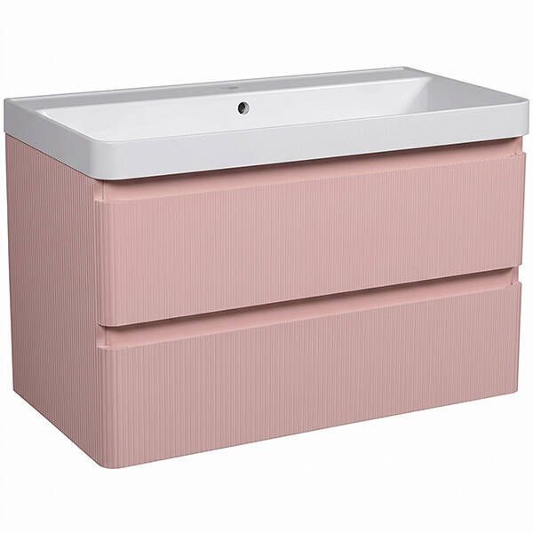 Тумба Аква Родос Акцент Люкс 21062 консольная Pink Matt с раковиной Deep 90 см 558272 фото