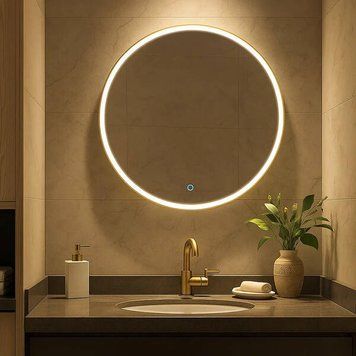 Зеркало Аква Родос Lorenzo 27428 с LED-подсветкой 700х700 мм золото 577998 фото