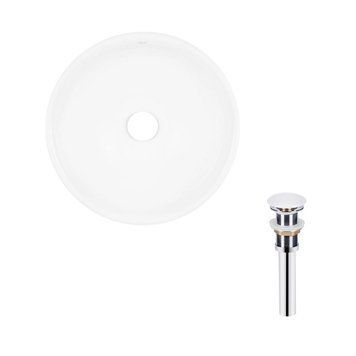 Комплект Qtap Owl: Раковина накладная круглая 400х400х155 мм White + Донный клапан PU02 SD00053443 фото