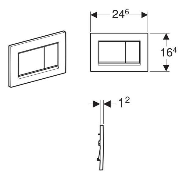 SIGMA20 SQUARE смывающая клавиша для двойного смыва, черный матовый, крашеный, легко чистящийся/глянцевый хром 68564 фото