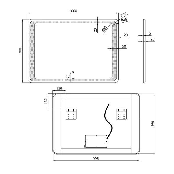 Зеркало Qtap Leo 1000х700 с LED-подсветкой Touch, диммер, рег. яркости QT1178141870100W SD00045754 фото