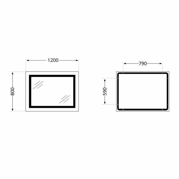 Зеркало Lidz Kubis (KU1) 1200х800 с LED-подсветкой Touch, с антизапотеванием, с диммером, рег. яркости LDKUB120080049008 SD00055132 фото