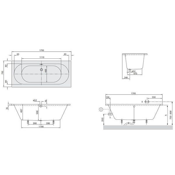 Ванна акриловая Villeroy&Boch O. Novo/Cassandra uBA180CAS2V-01 180х80 см 223257 фото
