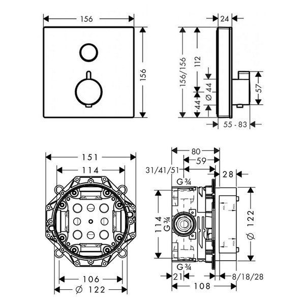 Змішувач для душа HANSGROHE SHOWER SELECT 15737600+01800180, хром 86517 фото