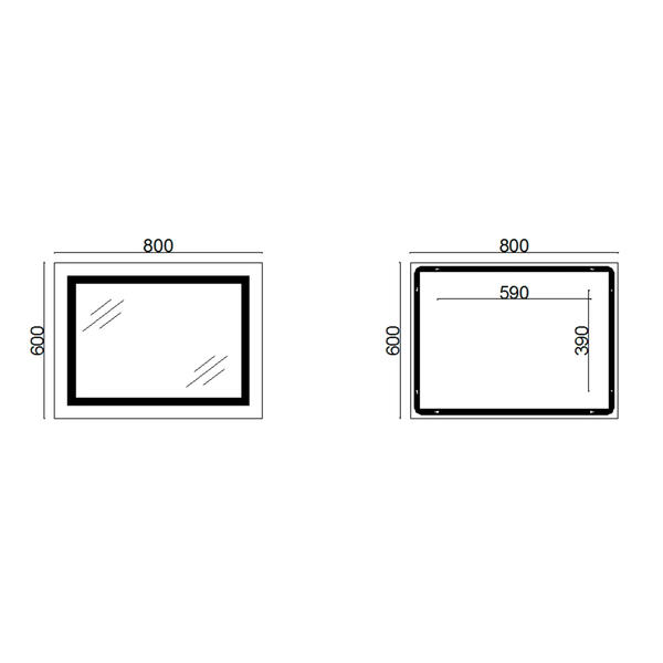 Дзеркало Lidz Kubis 800х600 з LED-підсвічуванням Touch, з антизапотіванням, з димером, рег. яскравості LD78LF9047400 SD00053524 фото