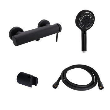 Комплект Qtap Robin Black Matt: Смеситель QTROB4060102B + Держатель QT829910842854OB + Шланг QTHADPVCSQ160B + Лейка QTRUC125BLM45951 SD00054149 фото